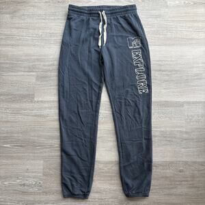MTV Explore Joggers Mens M Blue Graphic Sweatpants Drawstring